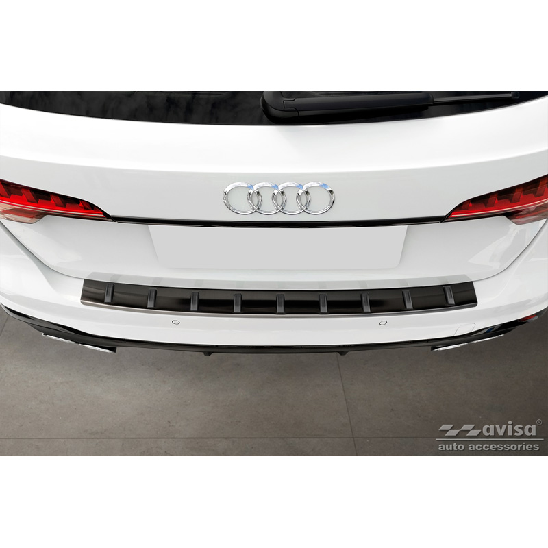Protection de seuil arrière inox noir sur mesure pour Audi A4 Avant B9 (incl. S-Line) 2015-2019 & Facelift 2019- 'STRONG EDITION'