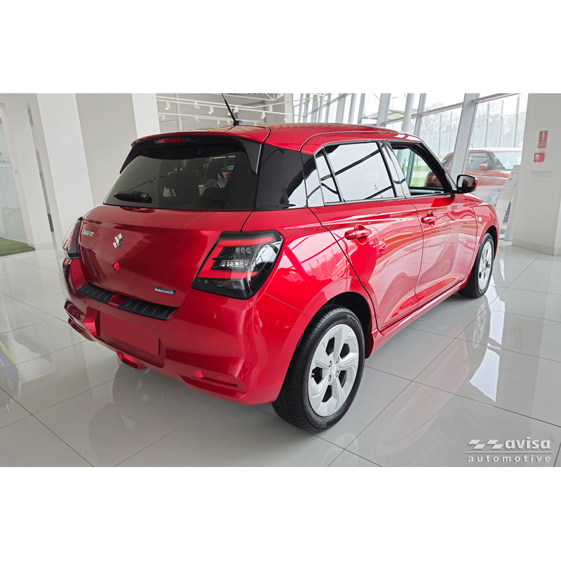 Protection de seuil arrière inox noir mat sur mesure pour Suzuki Swift VI 2024- 'Ribs'