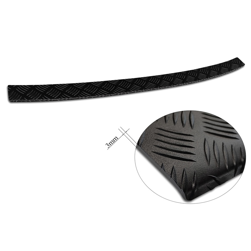 Protection de seuil arrière en aluminium noir mat sur mesure pour Volkswagen Caddy V 2020- 'Riffled Plate'