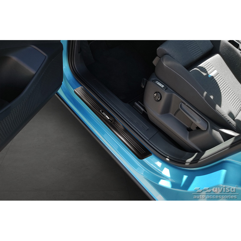 Seuils de portes inoxydable noir sur mesure pour Ford Tourneo Connect III 2022- 'Exclusive Edition' - 2-pièces