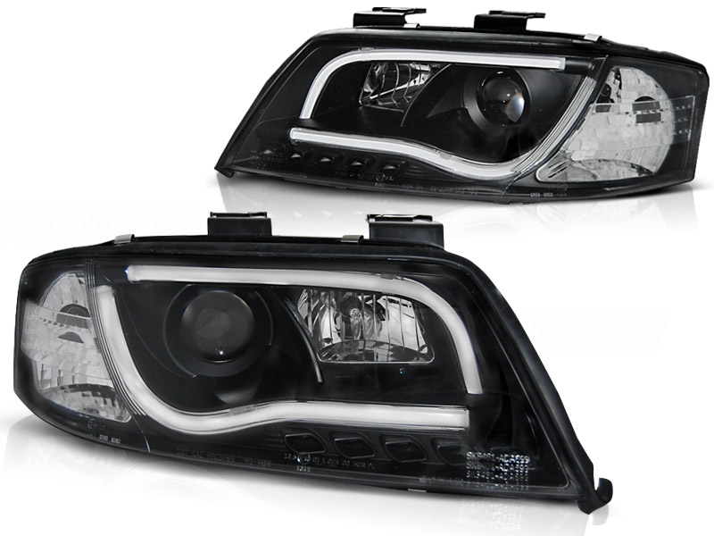 Headlights Audi A6 4B 01-04 Tube Light LED black