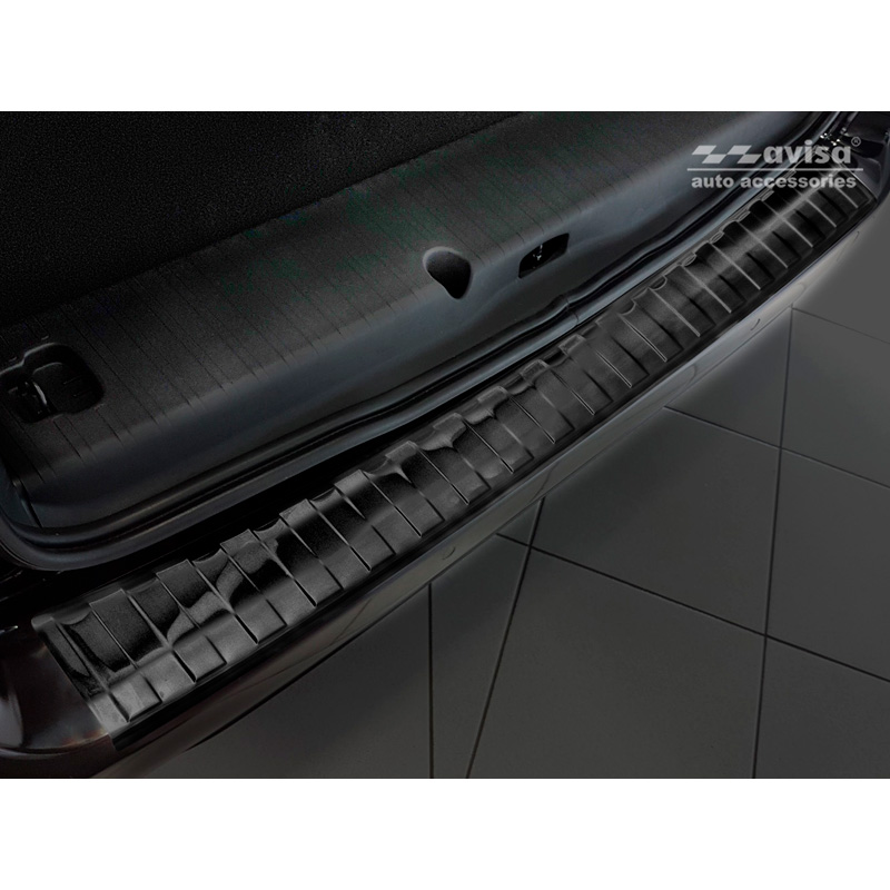 Protection de seuil arrière inox noir sur mesure pour Citroën Berlingo (Multispace) & Peugeot Partner 2008-2015 & 2015-2018 & 2018- & Peugeot Rifter 2018- & Opel Combo E 2018- & Toyota Proace City/Verso 2019- & Fiat Doblo 2022-