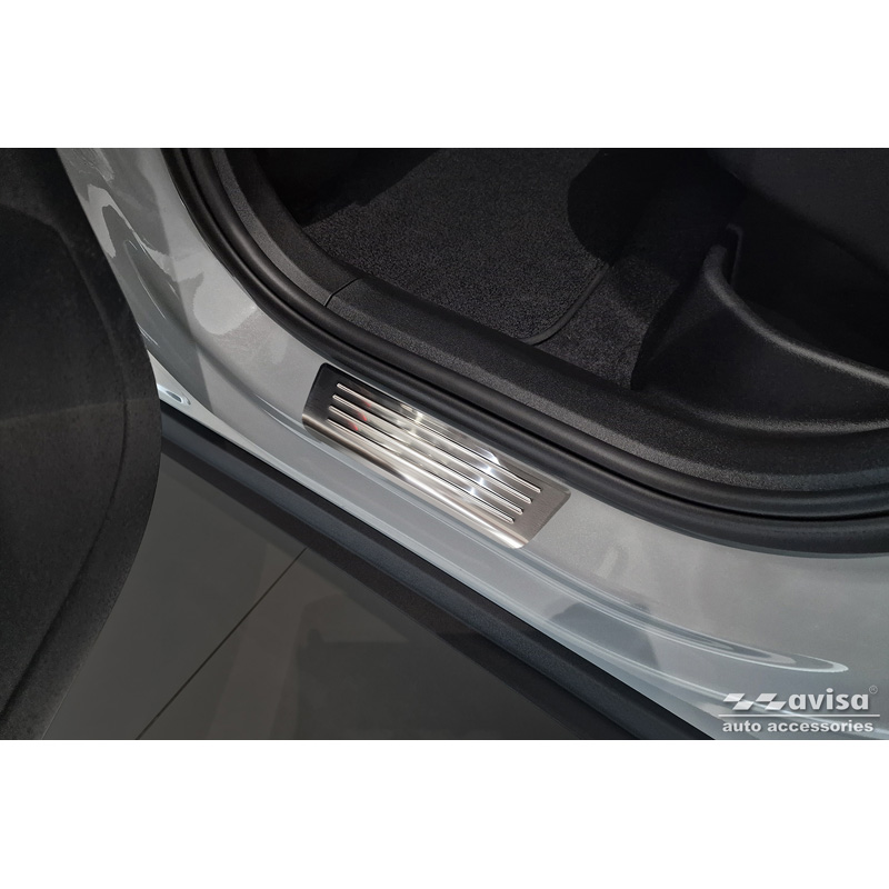 Seuils de portes inoxydable sur mesure pour Volvo EX30 2023- - 'Lines' - 4-pièces