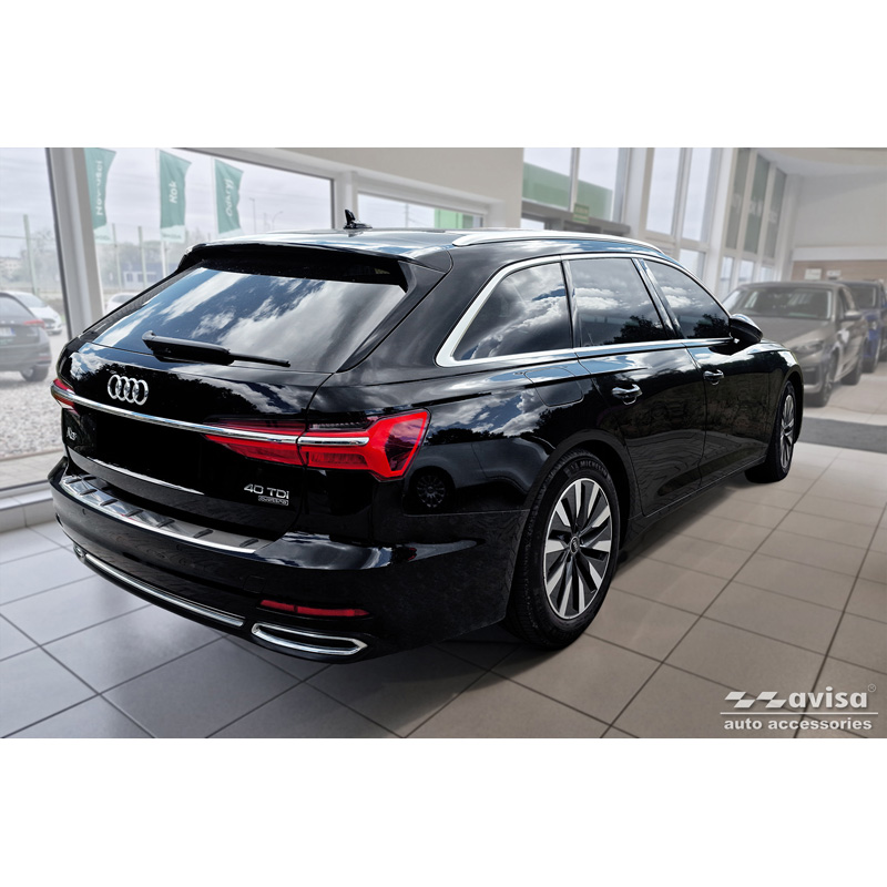 Protection de seuil arrière inox sur mesure pour Audi A6 (C8) Avant incl. S-Line 2018-2023 & Facelift 2023- 'STRONG EDITION'