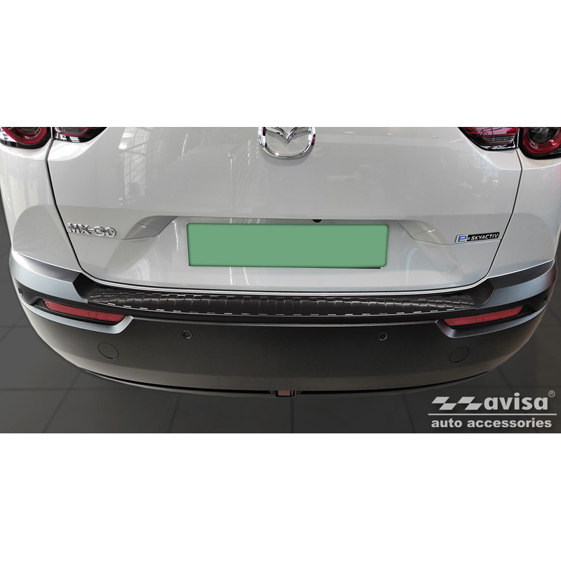 Protection de seuil arrière inox noir sur mesure pour Mazda MX-30 2020- - 'Ribs'