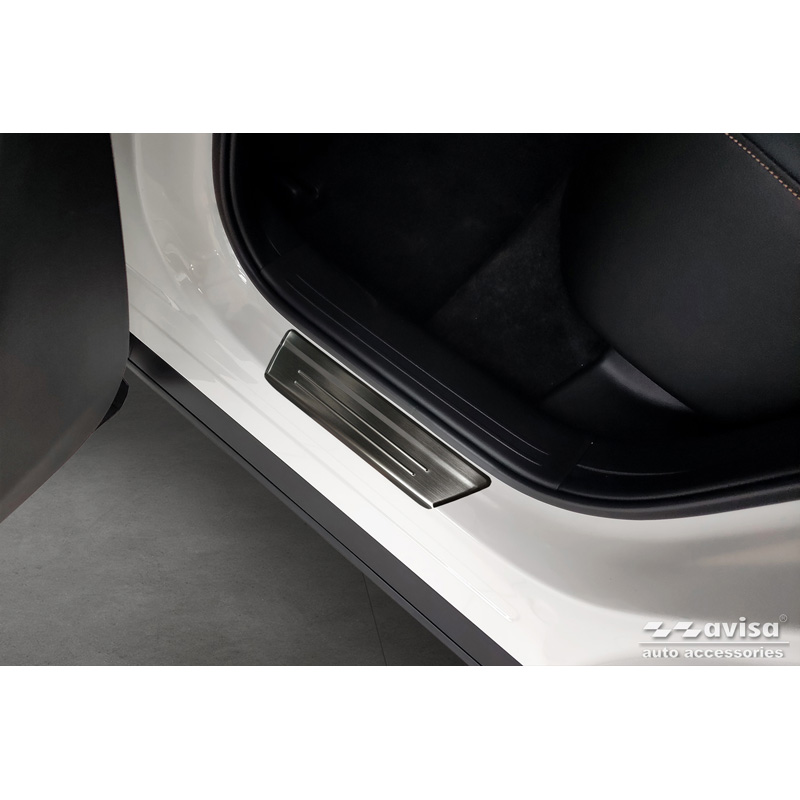 Seuils de portes inoxydable noir sur mesure pour Mazda CX-60 (KH) 2022- - 'Lines' - 4-pièces
