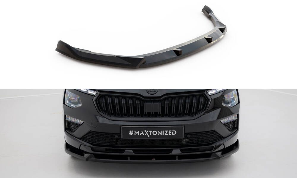 Voorspoiler V.2 Skoda Kamiq Monte Carlo MK1 Facelift Maxton Glanzend zwart