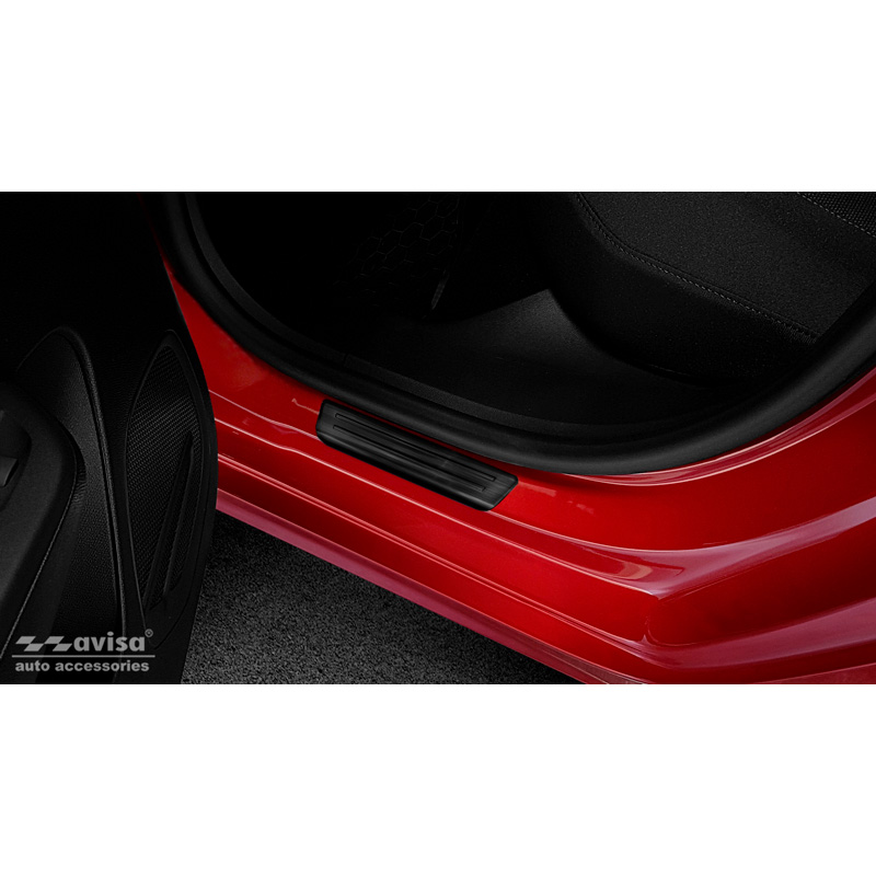 Seuils de portes inoxydable noir sur mesure pour Opel Corsa F HB 5-portes 2019- 'Special Edition' - 4-pièces (excl. Equipment Ultimate)