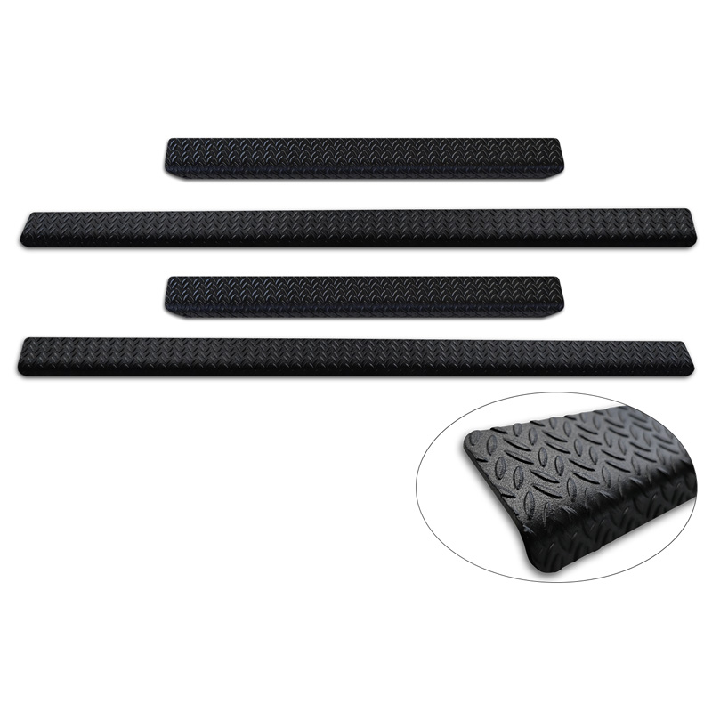 Seuils de portes aluminium supérieures 'Riffled Plate' sur mesure pour Ford Transit Custom (V710) & Tourneo Custom (V710) 2023- - 2-pièces - Noir