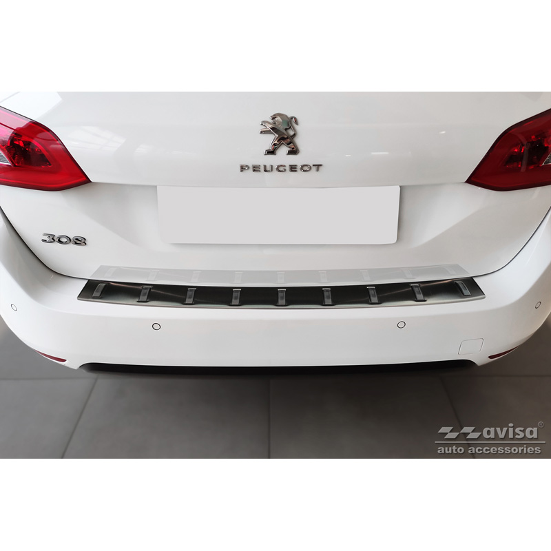 Protection de seuil arrière inox noir sur mesure pour Peugeot 308 SW II 2013-2017 & Facelift 2017-2021 'STRONG EDITION'