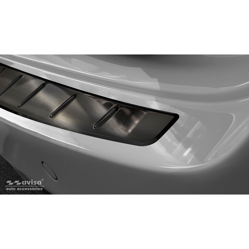 Protection de seuil arrière inox noir sur mesure pour Mercedes CLA II (C118) 2019- 'Ribs'