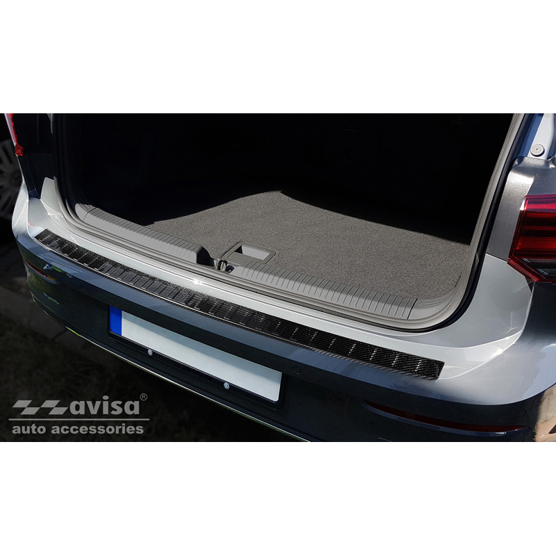 Protection de seuil arrière carboné 3D sur mesure pour Volkswagen Golf VIII HB 5-portes 2020-2024 & FL 2024- 'Ribs'