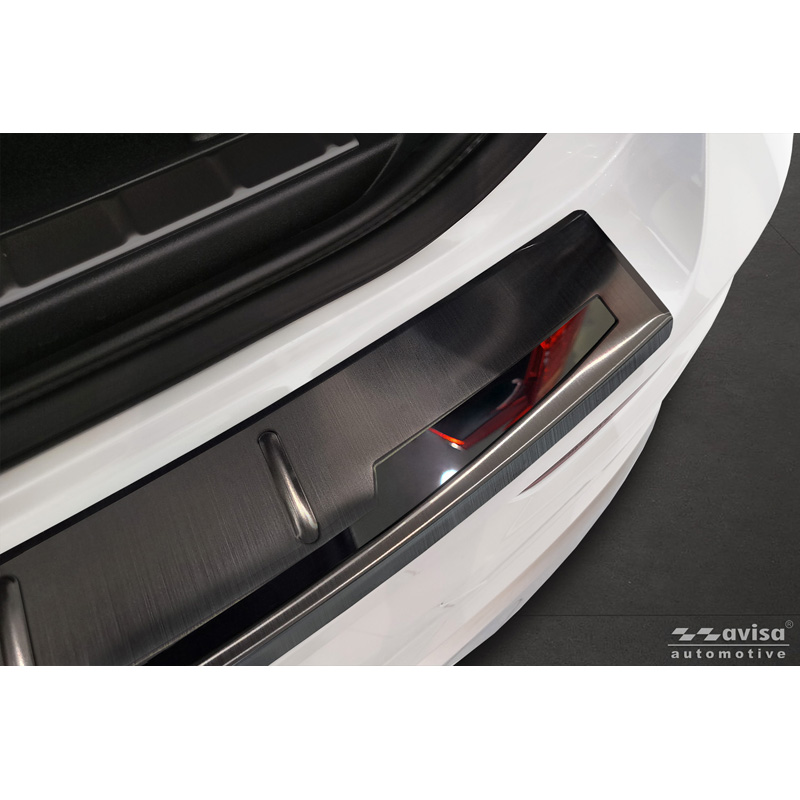 Avisa Protection de seuil arrière inox noir sur mesure pour Volvo XC60 II 2017-2021 & Facelift 2021- incl. R-Design & Plug-in-Hybrid 'Shadow Premium'