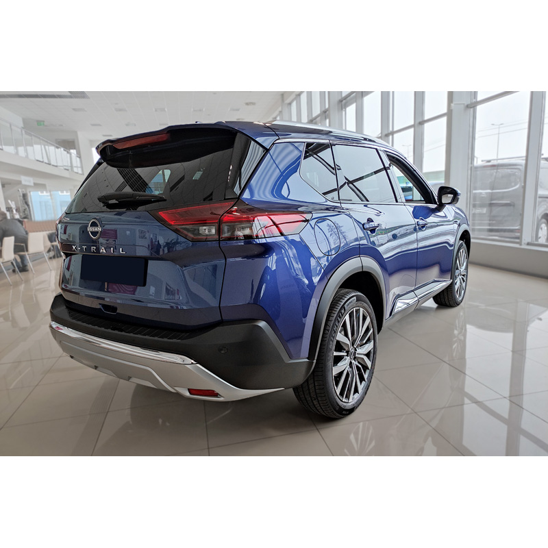 Protection de seuil arrière inox noir sur mesure pour Nissan X-Trail IV (T33) 2021- 'Ribs'