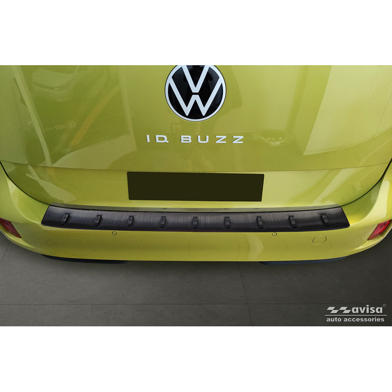 Protection de seuil arrière inox noir sur mesure pour Volkswagen ID.Buzz + Cargo 2022- 'STRONG EDITION'
