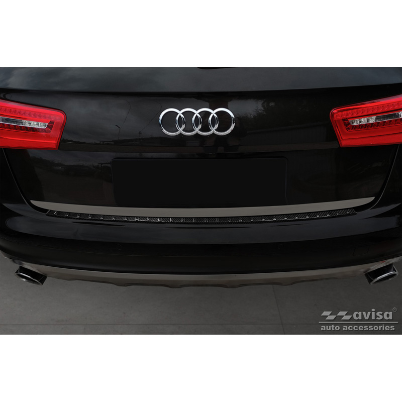 Protection de seuil arrière carboné 3D sur mesure pour Audi A6 Allroad 2012-2018 'Ribs'