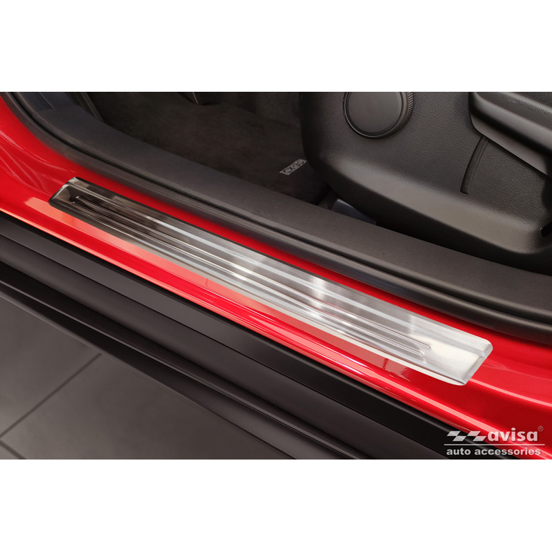 Seuils de portes inoxydable sur mesure pour Mazda CX-30 2019- - 'Lines' - 4-pièces