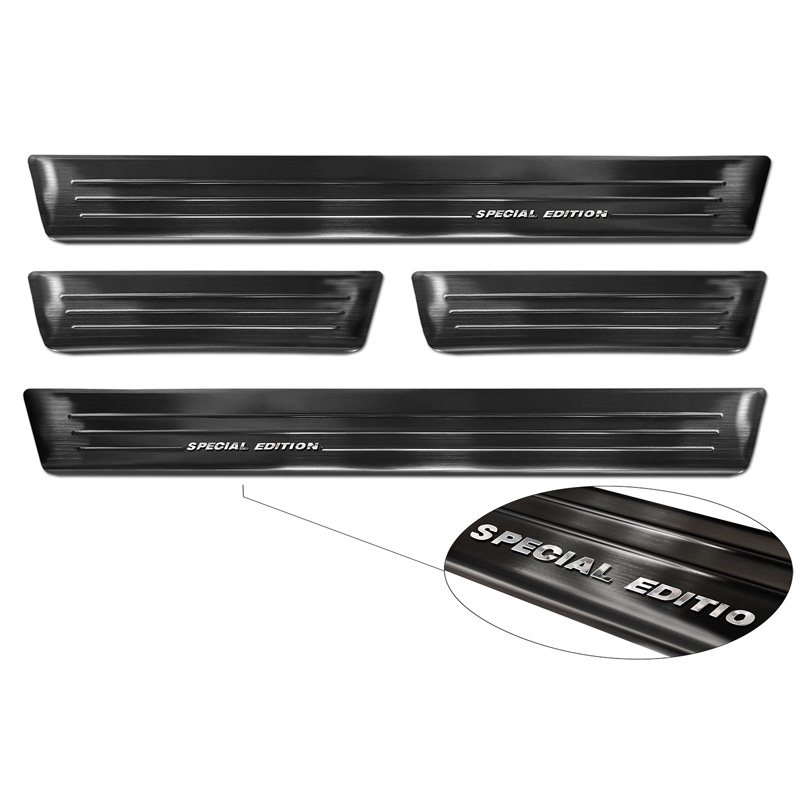 Seuils de portes inoxydable noir sur mesure pour Renault Arkana 2020- - 'Special Edition' - 4-pièces