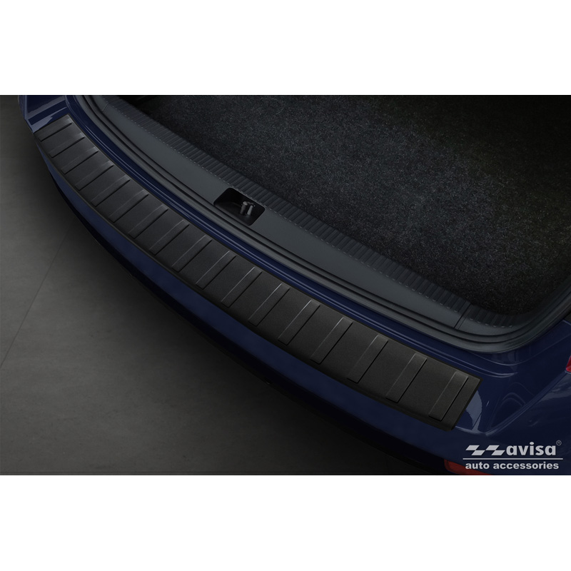 Protection de seuil arrière inox noir mat sur mesure pour Skoda Octavia III Combi (5E5) Facelift 2017-2020 'Ribs'