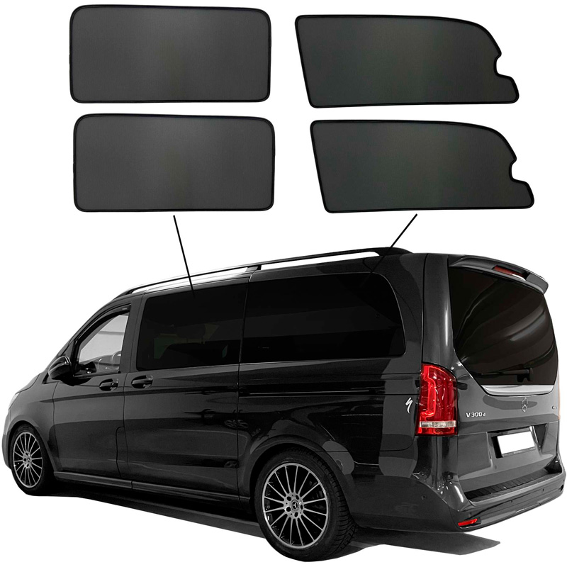 SunClip Protection visuelle & solaire sur mesure pour Mercedes Classe-V W447 (Chassis longue) 2014-2024 avec vitres entrebâillantes