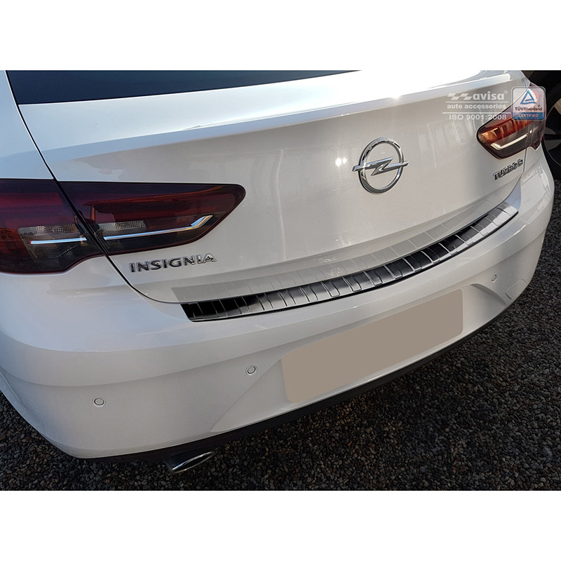 Protection de seuil arrière inox noir sur mesure pour Opel Insignia Grand Sport 5-portes 2017-2020 & FL 2020- 'Ribs'