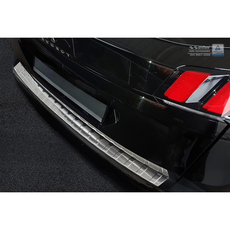 Protection de seuil arrière inox sur mesure pour Peugeot 3008 II 2016- 'Ribs'