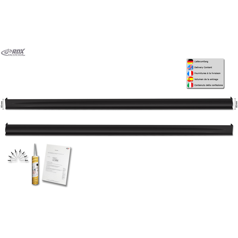 RDX Racedesign Jupes latérales sur mesure pour Fiat Qubo & Fiorino (225) 2016-2024 'Edition' (ABS)