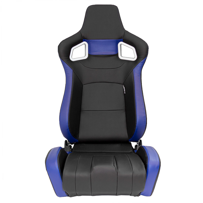 Siège baquet 'RS6-II' - Noir-Mattes/Simili Cuir Bleu - Dossier réglable - incl. glissières