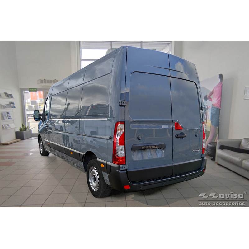 Protection de seuil arrière en aluminium noir mat sur mesure pour Opel Movano / Renault Master II 2010-2018 & 2018-2021 'Riffled Plate'