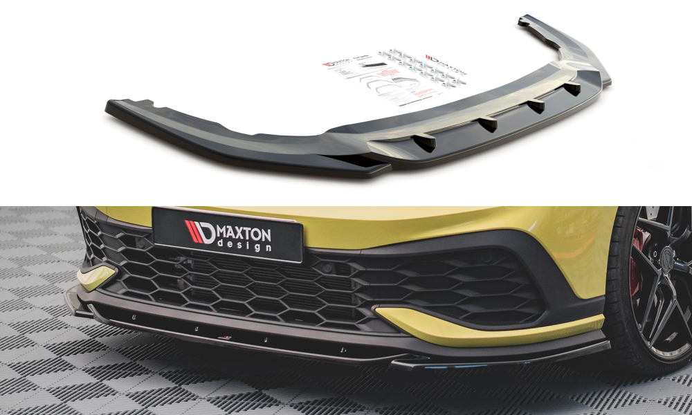 Voorspoiler V.2 Volkswagen Golf 8 GTI Clubsport Maxton Glans Zwart