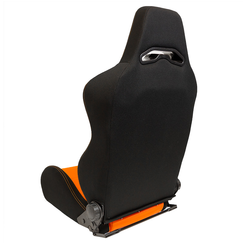 Siège baquet 'Eco' - Noir/Orange - Dossier réglable - incl. glissières
