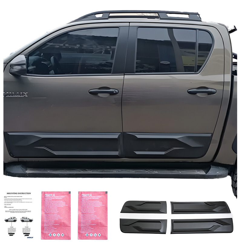 Jeu de baguettes de porte sur mesure pour Toyota Hilux 8ème Gen. 2015- - Noir mat