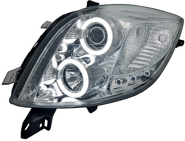 Phares Toyota Yaris Angel Eyes clear chome 06-09