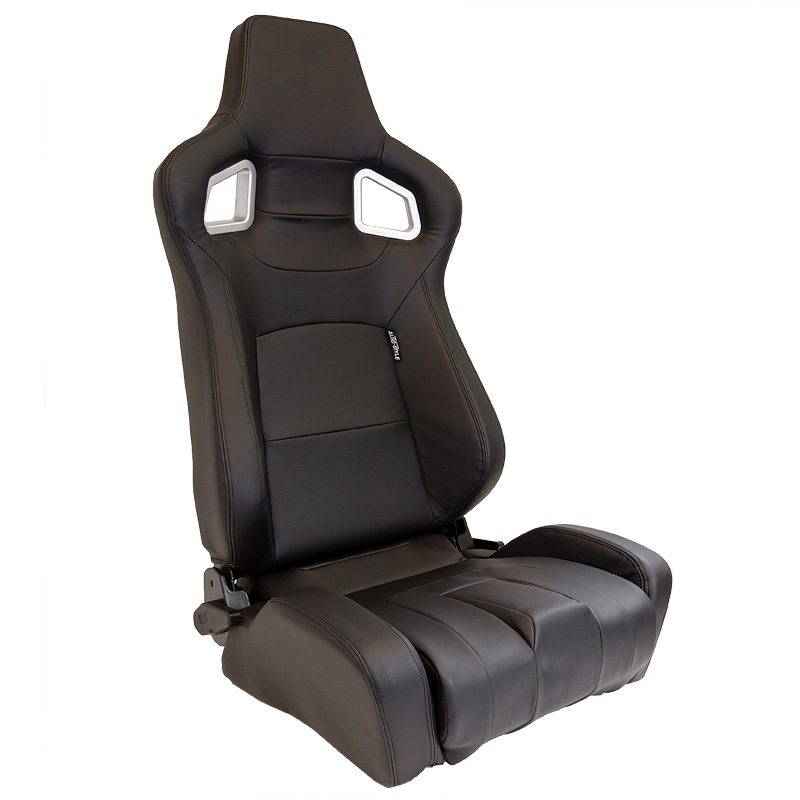 Siège baquet 'RS6-II' - Noir-Mattes Simili Cuir - Dossier réglable - incl. glissières