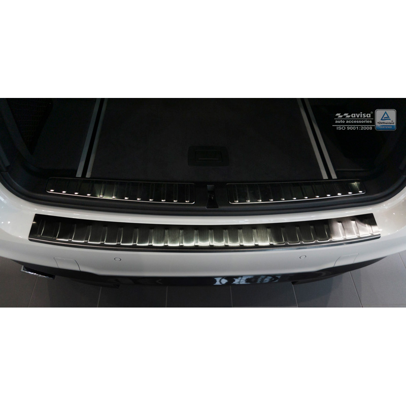 Protection de seuil arrière inox noir sur mesure pour BMW X3 F25 Facelift 2014-2017 'Ribs'