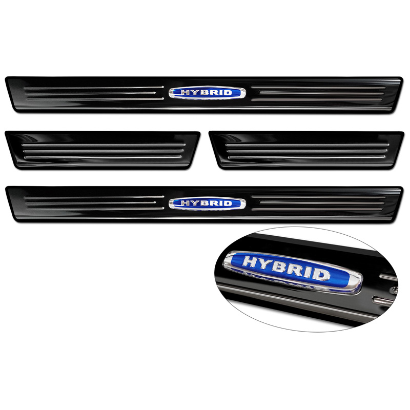 Seuils de portes inoxydable noir luisant sur mesure pour Opel Astra (L) Hatchback 2021- & Opel Astra (L) Sports Tourer 2021- 'Hybrid' - 4-pièces