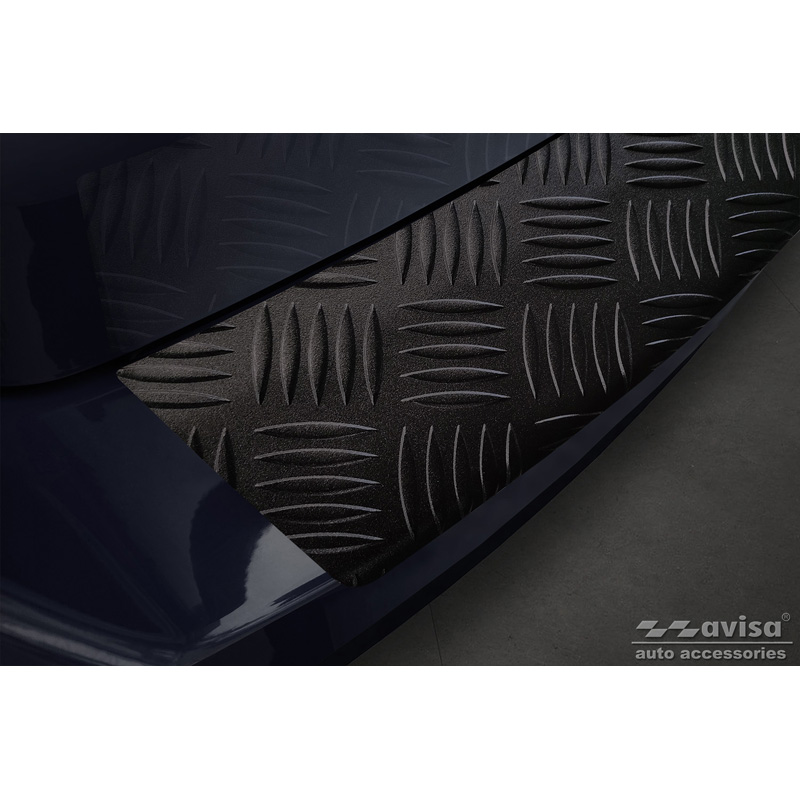 Protection de seuil arrière en aluminium noir mat sur mesure pour Skoda Octavia III Kombi Facelift 2017-2020 'Riffled Plate'