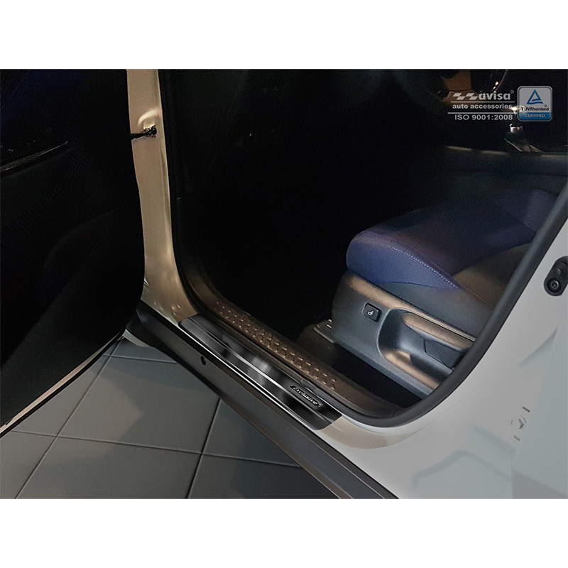 Seuils de portes inoxydable noir sur mesure pour Toyota C-HR 2016-2019 & FL 2019-2023 & RAV4 IV FL 2016-2018 & Lexus NX 2014-2021 - 'Exclusive' - 4-pièces