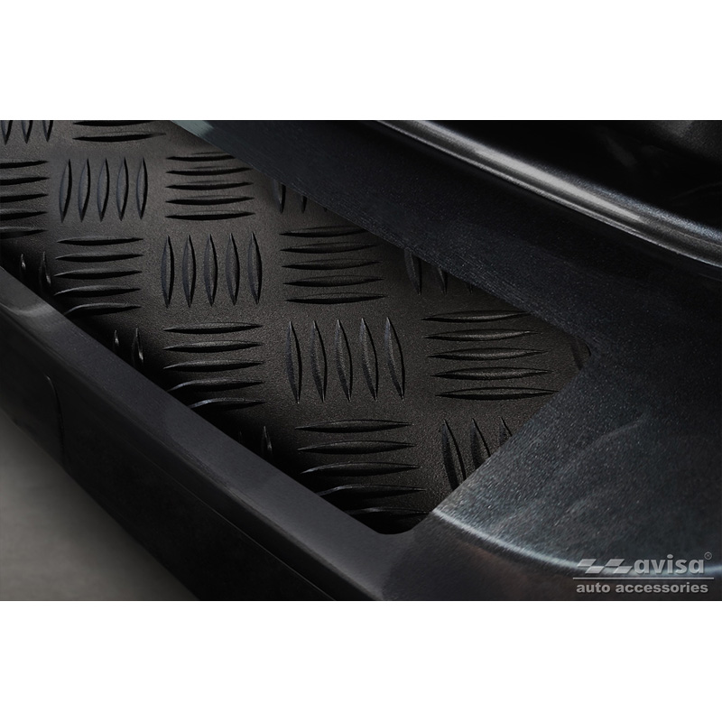 Protection de seuil arrière en aluminium noir mat sur mesure pour Volkswagen Caddy V 2020- 'Riffled Plate'