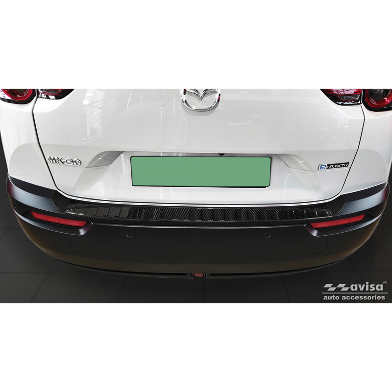 Protection de seuil arrière carboné 3D sur mesure pour Mazda MX-30 2020- 'Ribs'