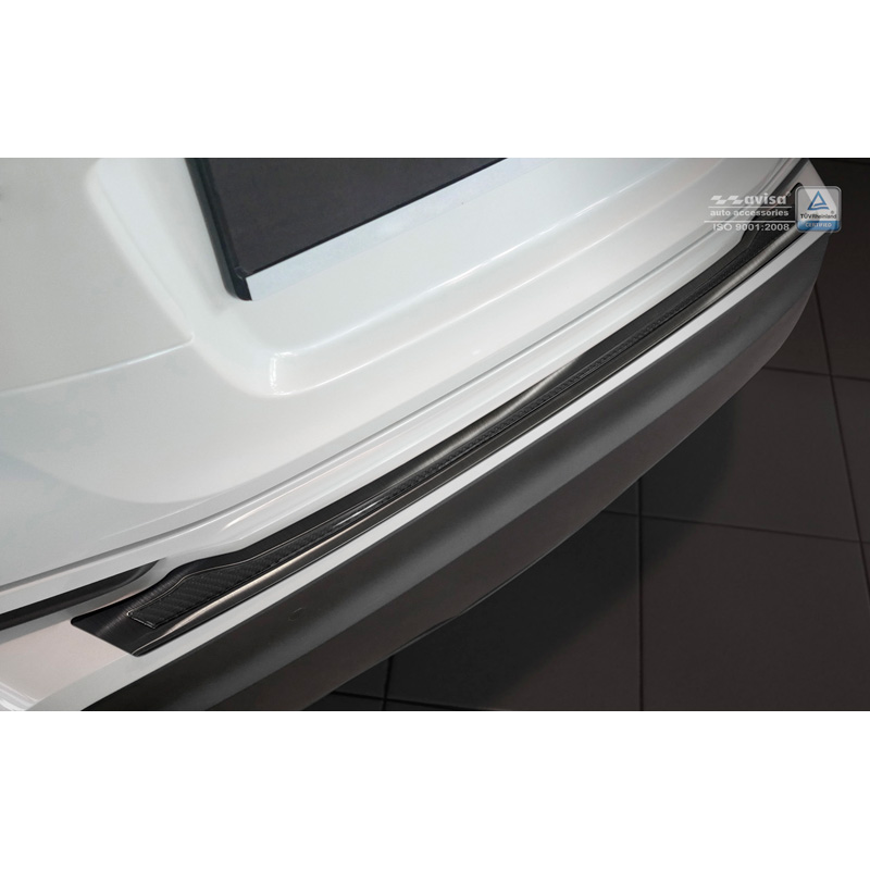Protection de seuil arrière inox 'Deluxe' sur mesure pour Toyota C-HR 2016-2019 & Facelift 2019-2023 Noir/Carboné noir