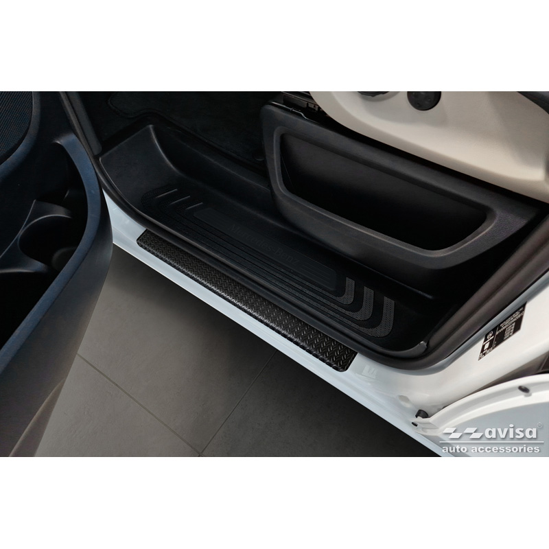 Seuils de portes aluminium 'Riffled Plate' sur mesure pour Mercedes Vito III / Classe V (W447) 2014- - 2-pièces - Noir