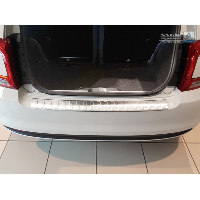 Protection de seuil arrière inox sur mesure pour Fiat & Abarth 500 2015- (incl. Hybrid) 'Ribs'