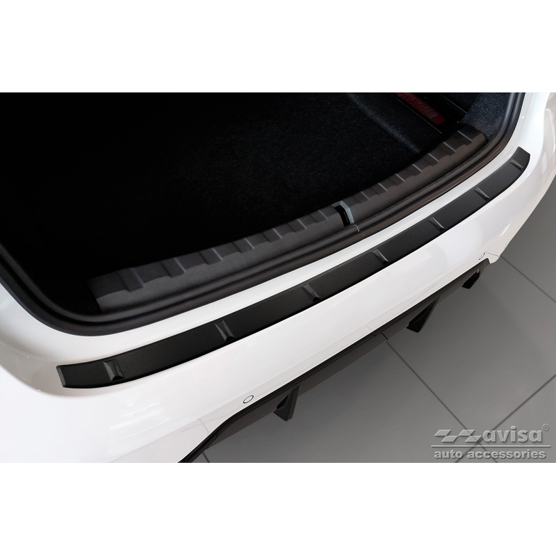 Protection de seuil arrière inox noir mat sur mesure pour BMW Série 3 G20 Sedan M-Paquet 2019- 'Ribs'