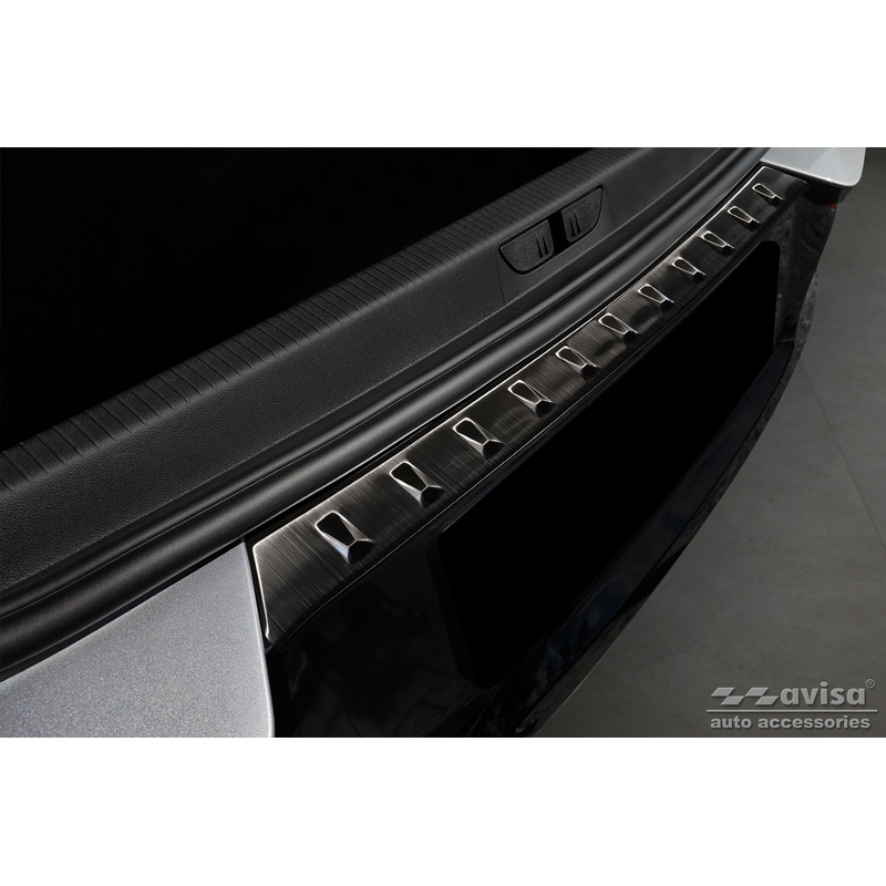 Protection de seuil arrière inox noir sur mesure pour Opel Grandland X Facelift 2021- 'Ribs'