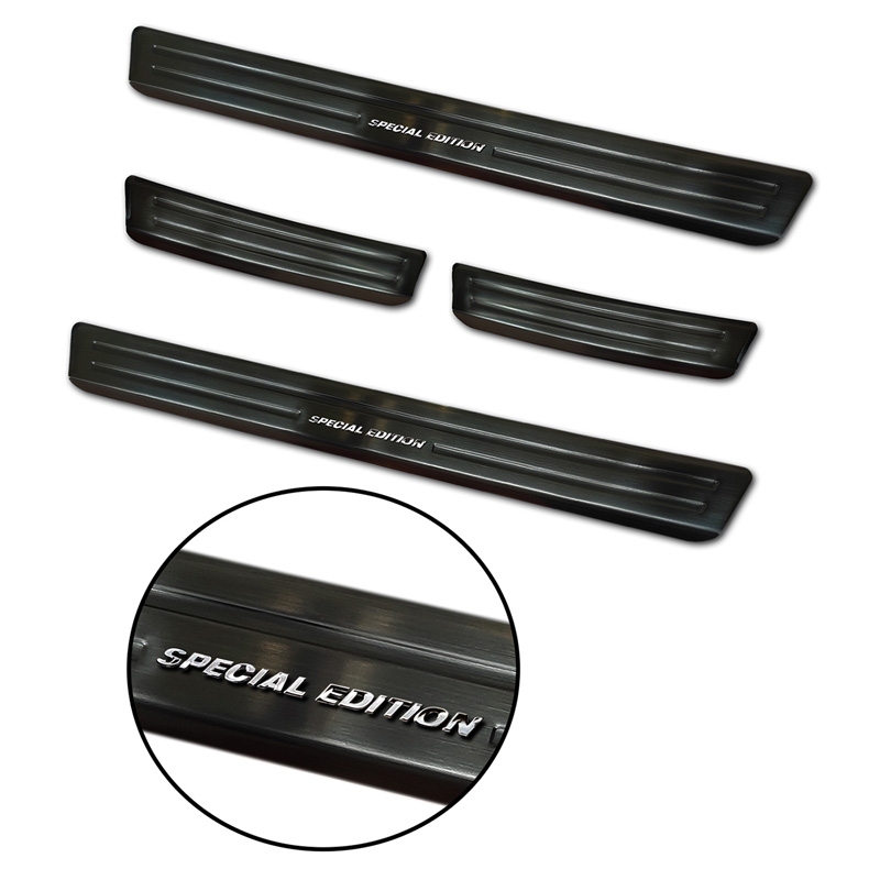Seuils de portes noir inoxydable sur mesure pour Peugeot 508 Sedan & SW 2011-2014 & FL 2014-2018 - 'Special Edition' - 4-pièces