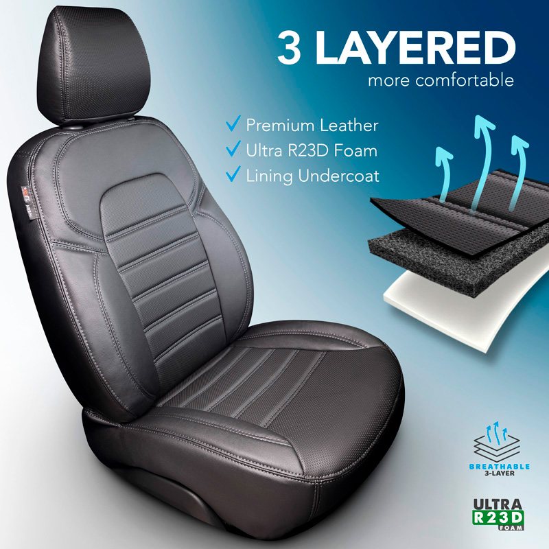 New York Design Housses de siège en cuir artificiel 1+1 sur mesure pour Opel Combo 2018- (siège passager rabattable)
