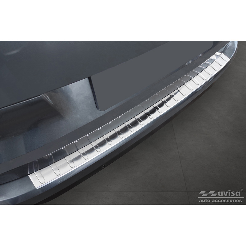 Protection de seuil arrière inox sur mesure pour Citroën C4 Picasso 2013- & C4 Spacetourer 2018- 'Ribs'