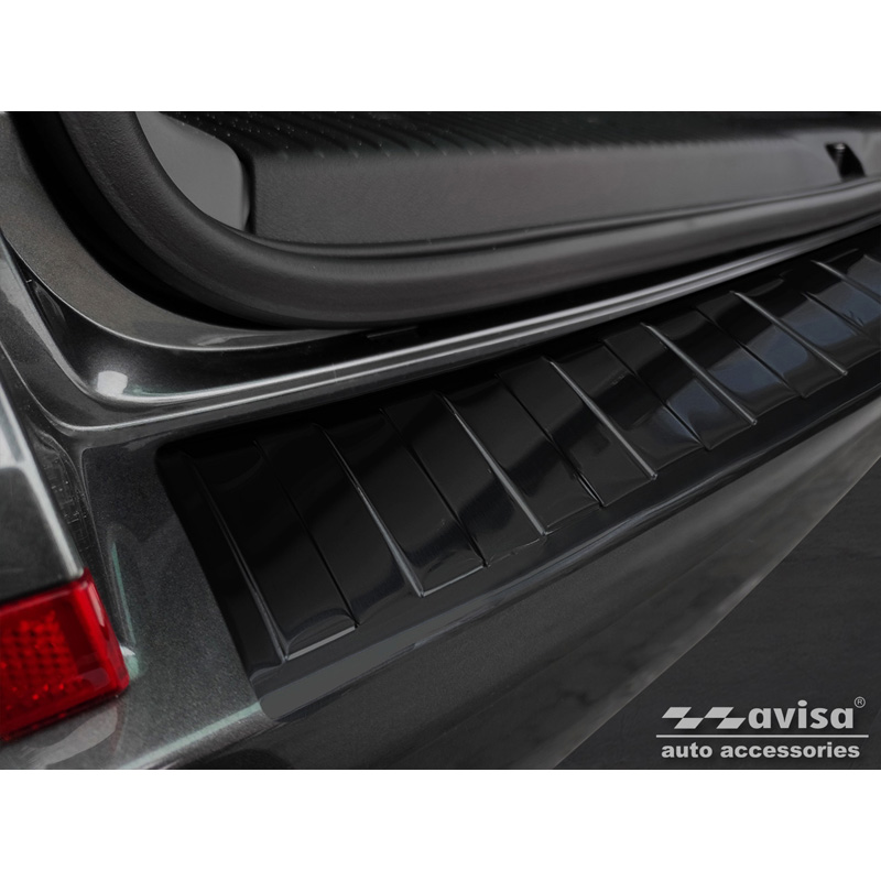 Protection de seuil arrière inox noir sur mesure pour Volkswagen Caravelle T6 2015- & FL 2019- (hayon arrière) 'Ribs'