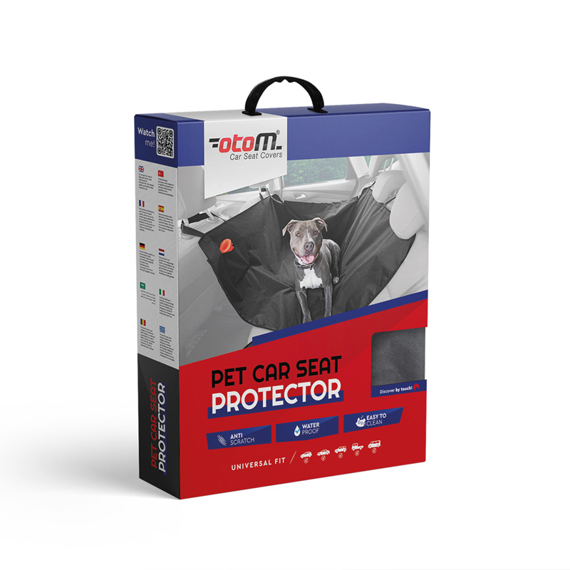 Protecteur de Siège Arrière de Voiture pour Animaux de Compagnie en Tissu Noir Hydrofuge - 1 pièce